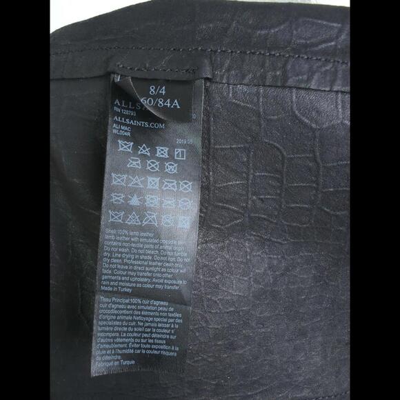[SOLD] ALLSAINTS Wmn's Sz US 4 ALI MAC Croc Embossed Black Lambskin Leather Coat - Picture 8 of 11